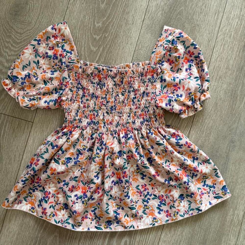 Floral smocked puff sleeve babydoll